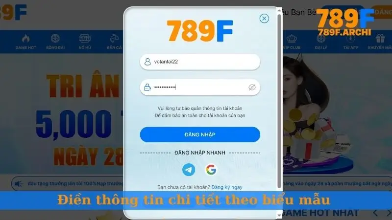 Điền thông tin chi tiết theo biểu mẫu